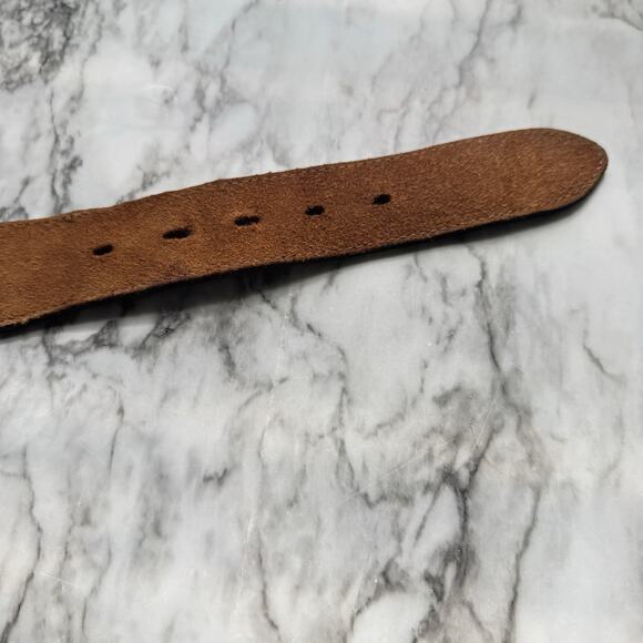 Tex Tan Leather Lizard Scroll Inlay Western Belt Size 34 Brown Brass Buckle USA - Picture 16 of 16